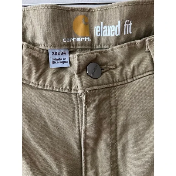 Carhartt Men's Pants 30x34 Khaki Brown Relaxed Fit - Picture 3 of 5